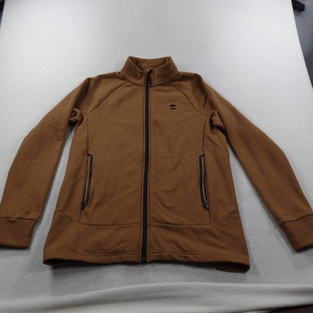Mons Royal Nevis Wool Fleece Jacket Mens Medium Brown Full Zip Mock Neck Outdoor